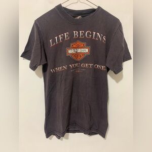 Harley Davidson  Women S LIFE BEGINS Traverse City Michigan Black T-Shirt